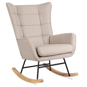 JACKSON Rocking Chair Beige Fabric/Walnut Effect