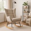 JACKSON Rocking Chair Beige Fabric/Walnut Effect