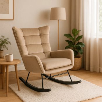 JACKSON Rocking Chair Beige Velvet Upholstery