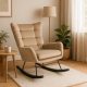 JACKSON Rocking Chair Beige Velvet Upholstery
