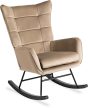 JACKSON Rocking Chair Beige Velvet Upholstery