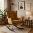 JACKSON Rocking Chair Mustard Velvet Upholstery