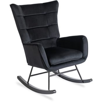JACKSON Rocking Chair Black Velvet Upholstery