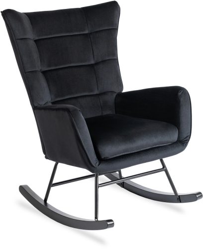 JACKSON Rocking Chair Black Velvet Upholstery
