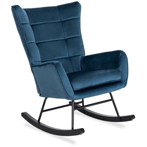 JACKSON Rocking Chair Dark Blue Velvet Upholstery