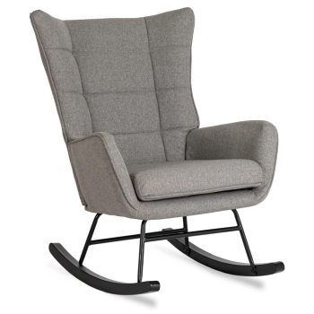 JACKSON Rocking Chair Grey Fabric Upholstery
