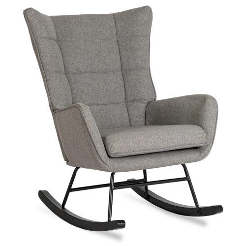 JACKSON Rocking Chair Grey Fabric Upholstery