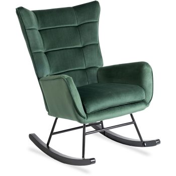 JACKSON Rocking Chair Green Velvet Upholstery