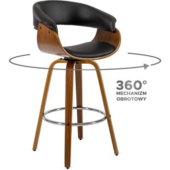   Elegantná otočná barová stolička čierna eko koža – JERSEY