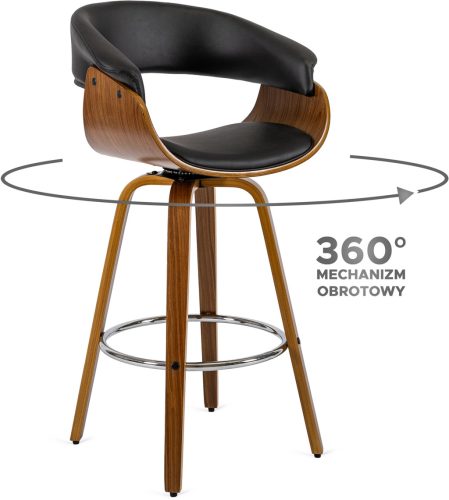 Elegantná otočná barová stolička čierna eko koža – JERSEY