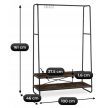 JOEL Hallway Coat Rack 100 cm with Shelf Rustic Oak/Black