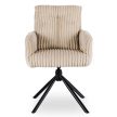 Otočná stolička v béžovej farbe s kordovým čalúnením – JUNE