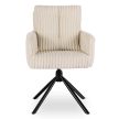 Otočná stolička v krémovej farbe s kordovým čalúnením – JUNE
