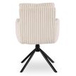 Otočná stolička v krémovej farbe s kordovým čalúnením – JUNE
