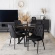 Étkezőasztal 90 cm méretben, dió/fekete színben LAUREN