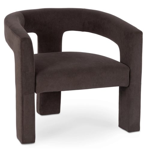 Brown Velvet Lounge Armchair LILLE