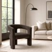 Brown Velvet Lounge Armchair LILLE