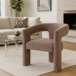 Beige Velvet Lounge Armchair LILLE