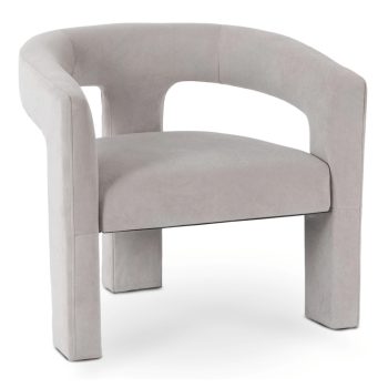 Grey Velvet Lounge Armchair LILLE