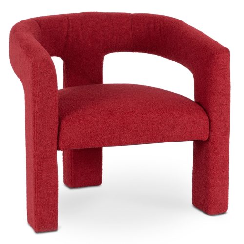 Burgundy Bouclé Lounge Armchair LILLE