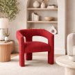 Burgundy Bouclé Lounge Armchair LILLE