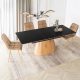 Extendable ceramic dining table 160-200 cm in black/oak finish - Lizbona