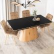 Extendable ceramic dining table 160-200 cm in black/oak finish - Lizbona