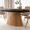 Extendable ceramic dining table 160-200 cm in black/oak finish - Lizbona