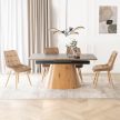 Extendable ceramic dining table 160-200 cm in black/oak finish - Lizbona