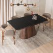 Extendable ceramic dining table 160-200 cm in black/walnut finish - Lizbona
