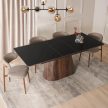 Extendable ceramic dining table 160-200 cm in black/walnut finish - Lizbona