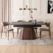 Extendable ceramic dining table 160-200 cm in black/walnut finish - Lizbona