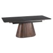 Extendable ceramic dining table 160-200 cm in black/walnut finish - Lizbona