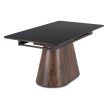 Extendable ceramic dining table 160-200 cm in black/walnut finish - Lizbona