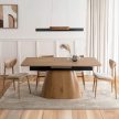 Extendable ceramic dining table 160-200 cm in oak finish - Lizbona