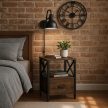 LOGAN Bedside Table 40 cm Rustic Oak/Black