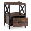 LOGAN Bedside Table 40 cm Rustic Oak/Black
