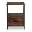 LOGAN Bedside Table 40 cm Rustic Oak/Black