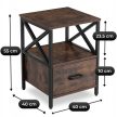 LOGAN Bedside Table 40 cm Rustic Oak/Black