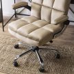 LONDON Swivel Chair Beige Velvet