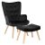Black Velvet Lounge Armchair with Footrest LOZANO