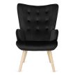 Black Velvet Lounge Armchair with Footrest LOZANO