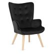 Black Velvet Lounge Armchair with Footrest LOZANO