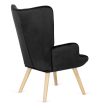 Black Velvet Lounge Armchair with Footrest LOZANO