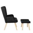 Black Velvet Lounge Armchair with Footrest LOZANO