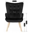 Black Velvet Lounge Armchair with Footrest LOZANO
