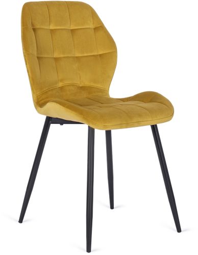 Szék mustársárga színben, bársony kárpittal. LUCKY