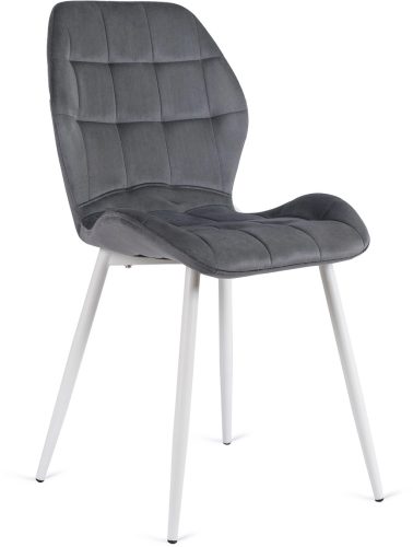 Szék szürke színben, fehér lábakkal, bársony kárpittal. LUCKY