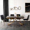 Extendable ceramic dining table 160-240 cm in black-gold marble/gold finish - Luigi