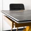Extendable ceramic dining table 160-240 cm in black-gold marble/gold finish - Luigi